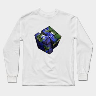 Earth Cube - Rubik's Cube Inspired Design for people who know How to Solve a Rubik's Cube Long Sleeve T-Shirt